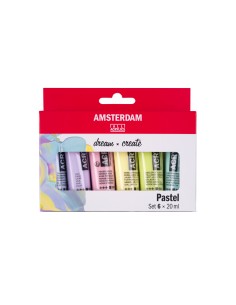 Pintura acrilica amsterdam 20 ml caja de 6 colores pastel