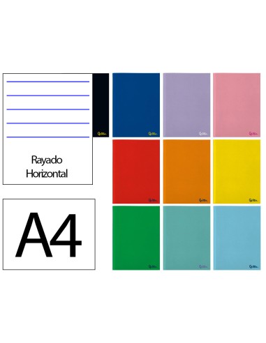 Libreta liderpapel smart a4 48 hojas 75g m2 horizontal con doble margen colores surtidos