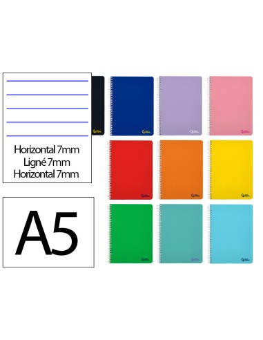 Cuaderno espiral liderpapel a5 micro smart tapa blanda 80h 75r horizontal 7mm doble margen 6 taladros colores