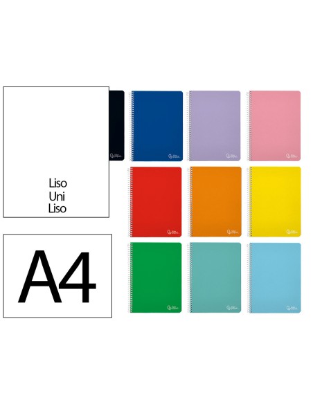 Cuaderno espiral liderpapel din a4 witty tapa dura 80h 90gr liso sin margen colores surtidos