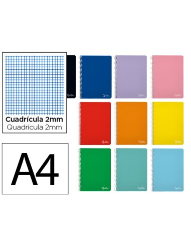 Cuaderno espiral liderpapel din a4 witty tapa dura 80h 90gr milimetrado 2mm colores surtidos