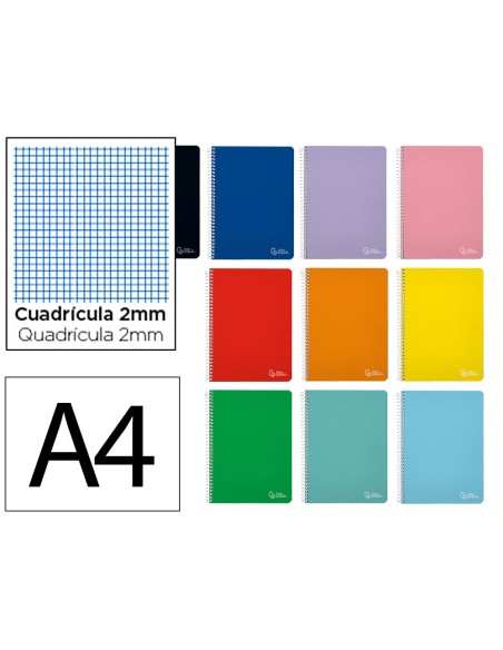 Cuaderno espiral liderpapel din a4 witty tapa dura 80h 90gr milimetrado 2mm colores surtidos