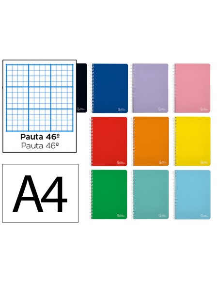 Cuaderno espiral liderpapel din a4 witty tapa dura 80h 90gr rayado nº46 colores surtidos