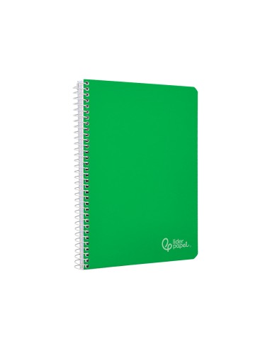Cuaderno espiral liderpapel din a4 witty tapa dura 80h 90gr cuadro 4mm con margen color verde