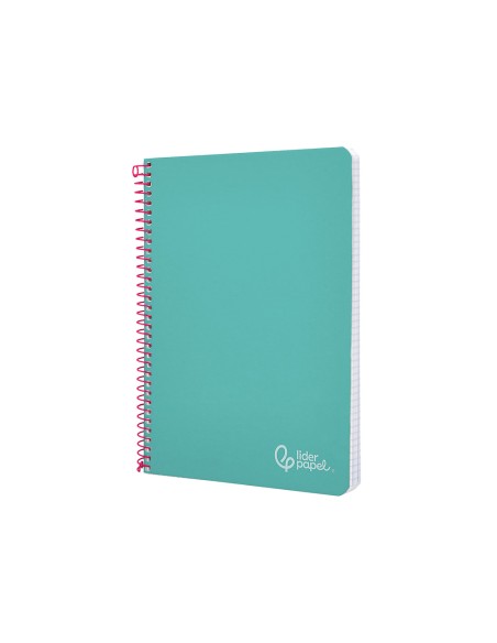 Cuaderno espiral liderpapel din a4 witty tapa dura 80h 90gr cuadro 4mm con margen color turquesa