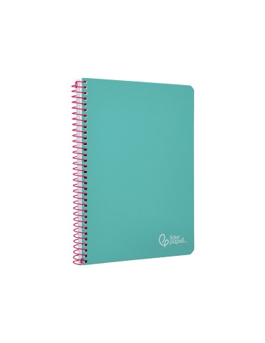 Cuaderno espiral liderpapel din a4 witty tapa dura 80h 90gr cuadro 4mm con margen color turquesa