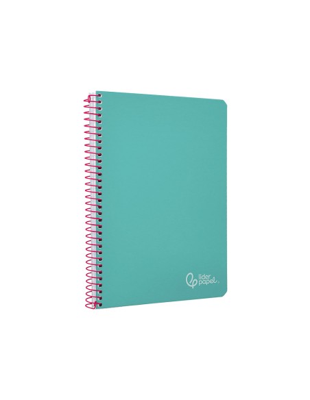Cuaderno espiral liderpapel din a4 witty tapa dura 80h 90gr cuadro 4mm con margen color turquesa