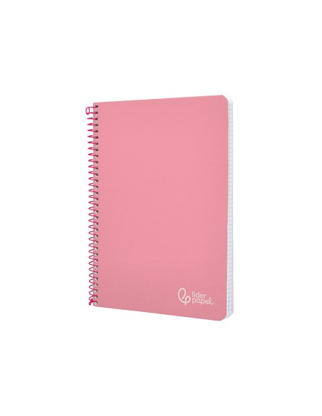 Cuaderno espiral liderpapel din a4 witty tapa dura 80h 90gr cuadro 4mm con margen color rosa