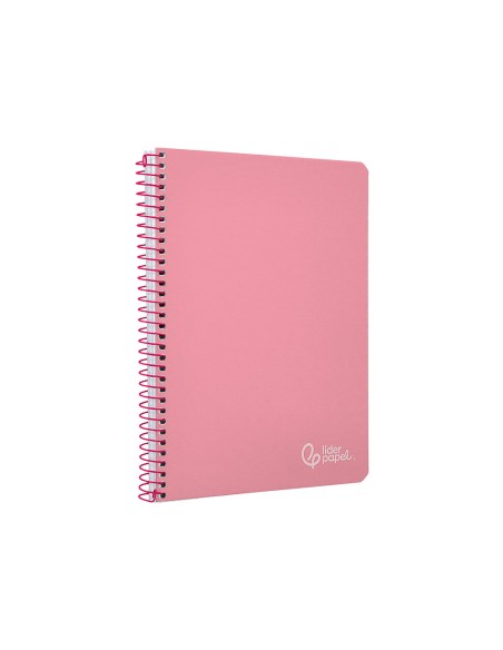 Cuaderno espiral liderpapel din a4 witty tapa dura 80h 90gr cuadro 4mm con margen color rosa