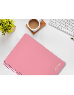 Cuaderno espiral liderpapel din a4 witty tapa dura 80h 90gr cuadro 4mm con margen color rosa