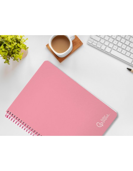 Cuaderno espiral liderpapel din a4 witty tapa dura 80h 90gr cuadro 4mm con margen color rosa
