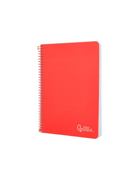 Cuaderno espiral liderpapel din a4 witty tapa dura 80h 90gr cuadro 4mm con margen color rojo