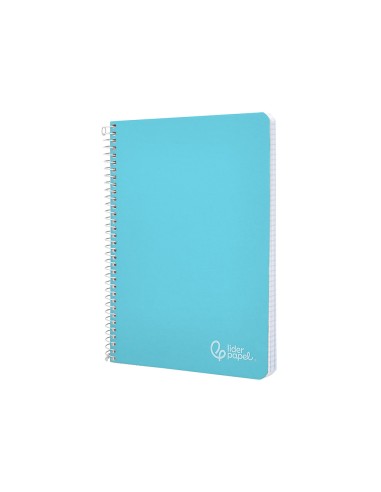 Cuaderno espiral liderpapel din a4 witty tapa dura 80h 90gr cuadro 4mm con margen color celeste