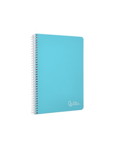 Cuaderno espiral liderpapel din a4 witty tapa dura 80h 90gr cuadro 4mm con margen color celeste
