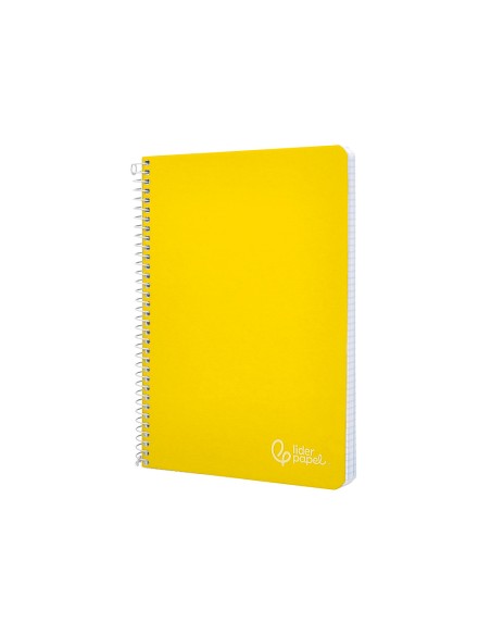 Cuaderno espiral liderpapel din a4 witty tapa dura 80h 90gr cuadro 4mm con margen color amarillo