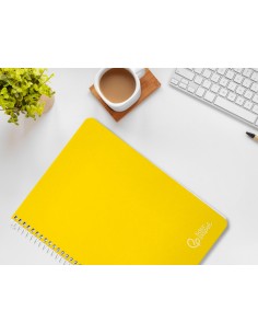 Cuaderno espiral liderpapel din a4 witty tapa dura 80h 90gr cuadro 4mm con margen color amarillo