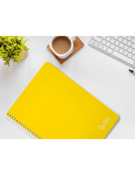 Cuaderno espiral liderpapel din a4 witty tapa dura 80h 90gr pauta 35mm con margen color amarillo