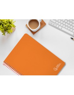 Cuaderno espiral liderpapel din a4 witty tapa dura 80h 90gr pauta 25mm con margen color naranja