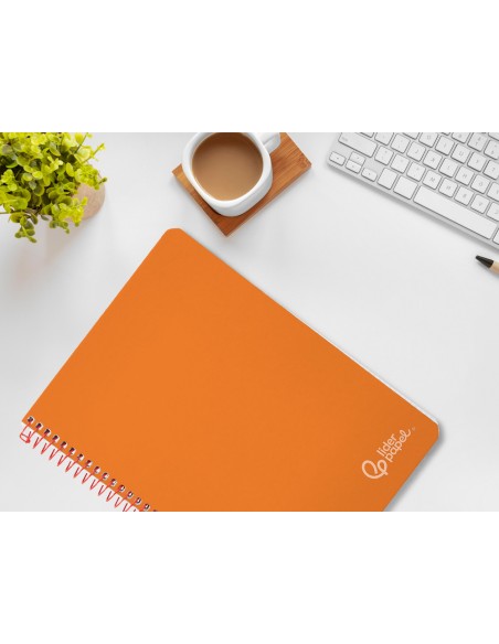 Cuaderno espiral liderpapel din a4 witty tapa dura 80h 90gr pauta 25mm con margen color naranja