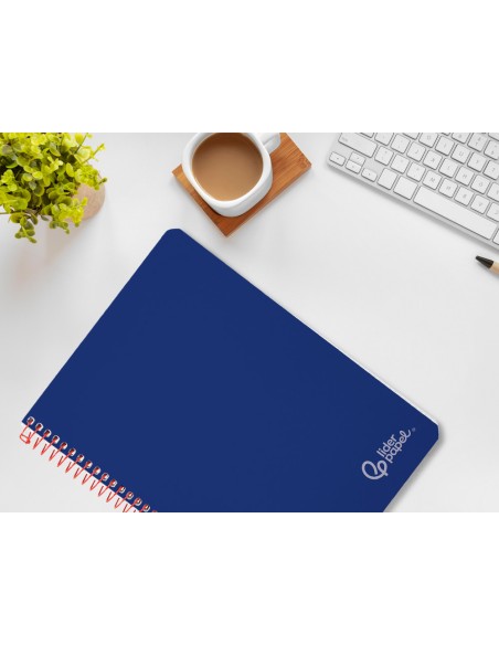 Cuaderno espiral liderpapel din a4 witty tapa dura 80h 90gr pauta 25mm con margen color azul oscuro