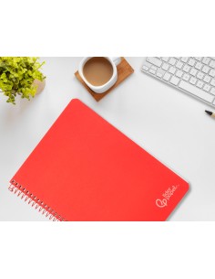 Cuaderno espiral liderpapel din a4 witty tapa dura 80h 90gr rayado horizontal con margen color rojo