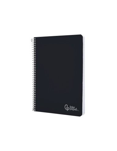Cuaderno espiral liderpapel din a4 witty tapa dura 80h 90gr rayado horizontal con margen color negro
