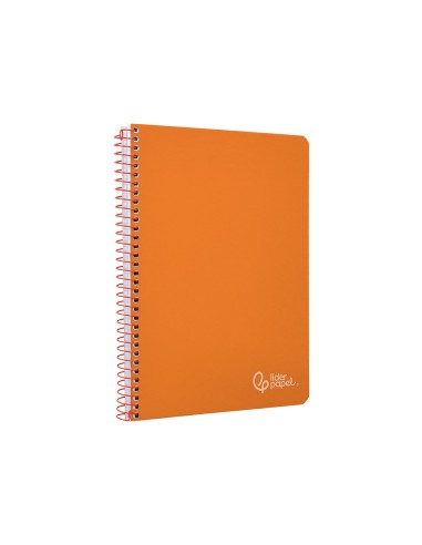 Cuaderno espiral liderpapel din a4 witty tapa dura 80h 90gr rayado horizontal con margen color naranja