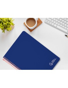 Cuaderno espiral liderpapel din a4 witty tapa dura 80h 90gr rayado horizontal con margen color azul oscuro
