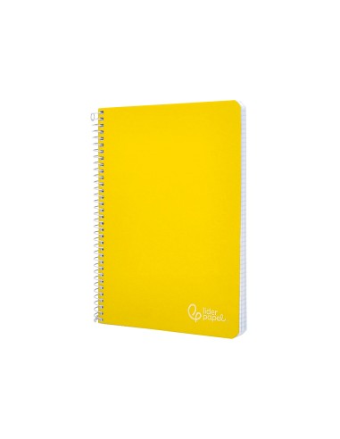 Cuaderno espiral liderpapel din a4 witty tapa dura 80h 90gr rayado horizontal con margen color amarillo