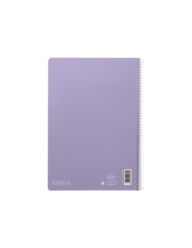 Cuaderno espiral liderpapel din a4 smart tapa blanda 80h 75gr cuadro 4mm con margen color violeta