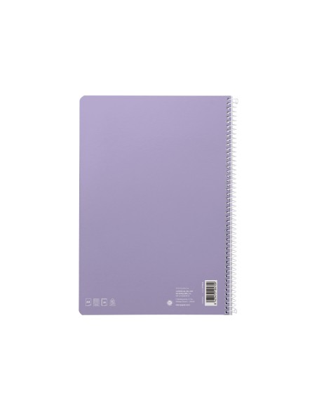 Cuaderno espiral liderpapel din a4 smart tapa blanda 80h 75gr cuadro 4mm con margen color violeta
