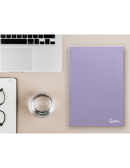 Cuaderno espiral liderpapel din a4 smart tapa blanda 80h 75gr cuadro 4mm con margen color violeta