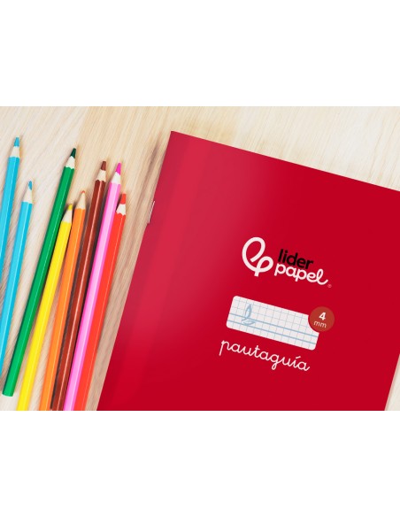 Libreta liderpapel pautaguia tapa cartoncillo 32h din a5 75gr cuadriculado pautado 4mm con margen 6 colores surtidos