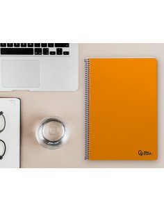 Cuaderno espiral liderpapel din a4 smart tapa blanda 80h 75gr pauta 35mm con margen color naranja