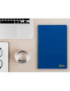 Cuaderno espiral liderpapel din a4 smart tapa blanda 80h 75gr pauta 35mm con margen color azul oscuro
