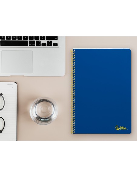 Cuaderno espiral liderpapel din a4 smart tapa blanda 80h 75gr pauta 35mm con margen color azul oscuro