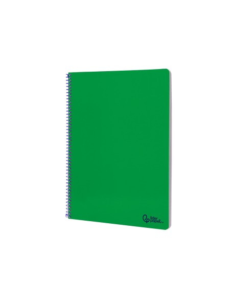 Cuaderno espiral liderpapel din a4 smart tapa blanda 80h 75gr pauta 25mm con margen color verde