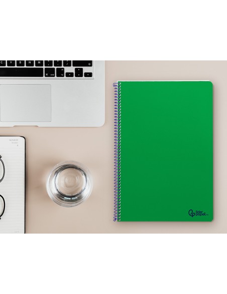 Cuaderno espiral liderpapel din a4 smart tapa blanda 80h 75gr pauta 25mm con margen color verde