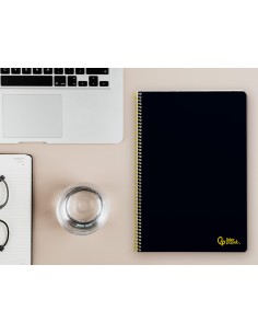 Cuaderno espiral liderpapel din a4 smart tapa blanda 80h 75gr pauta 25mm con margen color negro