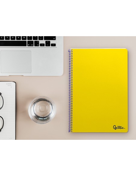 Cuaderno espiral liderpapel din a4 smart tapa blanda 80h 75gr pauta 25mm con margen color amarillo