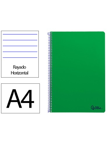 Cuaderno espiral liderpapel din a4 smart tapa blanda 80h 75gr rayado horizontal con margen color verde