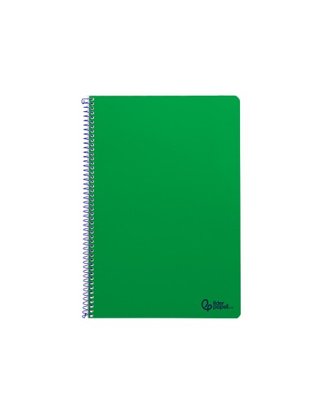Cuaderno espiral liderpapel din a4 smart tapa blanda 80h 75gr rayado horizontal con margen color verde