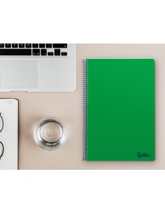 Cuaderno espiral liderpapel din a4 smart tapa blanda 80h 75gr rayado horizontal con margen color verde