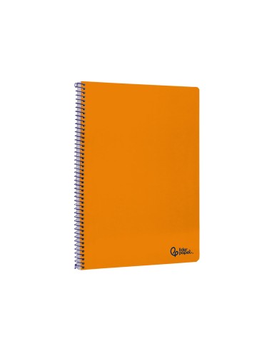 Cuaderno espiral liderpapel din a4 smart tapa blanda 80h 75gr rayado horizontal con margen color naranja