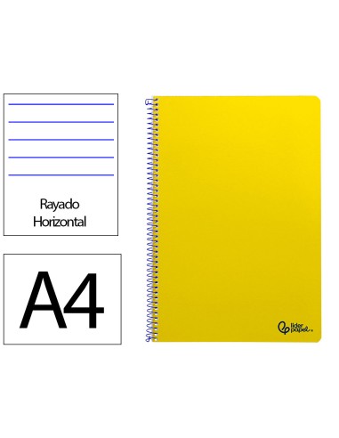 Cuaderno espiral liderpapel din a4 smart tapa blanda 80h 75gr rayado horizontal con margen color amarillo