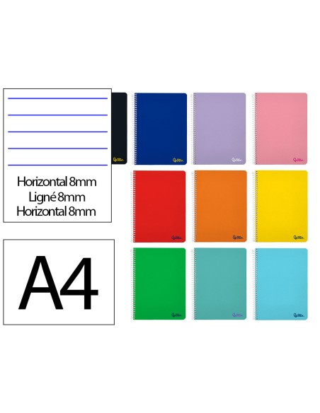 Cuaderno espiral liderpapel din a4 smart tapa blanda 80h 75gr horizontal 8mm con margen colores surtidos
