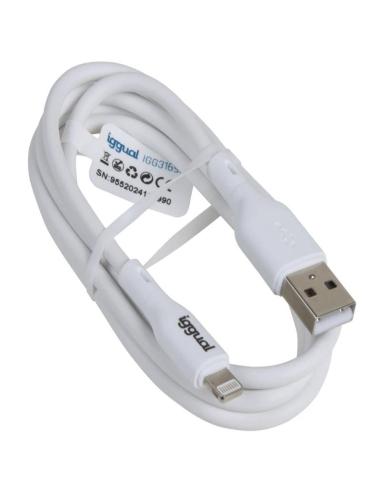 iggual cable USB-A/Lightning 100 cm blanco